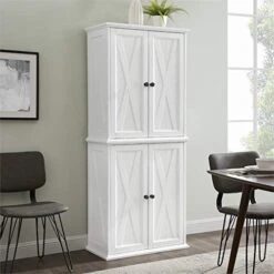 Crosley Furniture Clifton Tall Pantry, 2 Stackable Pantries, Distressed White