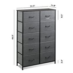 WLIVE 9 Drawer Dresser And 10 Drawer Tall Chest Organizer Set, Fabric Storage Tower For Bedroom, Nursery, Entryway, Closets, Charcoal Gray -Amazon Store 41BjpSk0yWL