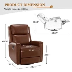 HULALA HOME Genuine Leather Swivel Rocker Recliners Set Of 2, Manual Glider Recliner Chairs With Adjustable Backrest & Footrest, Modern Home Theater Sofa Armchairs For Living Room Bedroom, Brown 18 HULALA HOME Genuine Leather Swivel Rocker Recliners Set Of 2, Manual Glider Recliner Chairs With Adjustable Backrest & Footrest, Modern Home Theater Sofa Armchairs For Living Room Bedroom, Brown -Amazon Store 41BlTyuKsnL