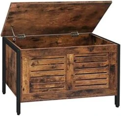 HOOBRO Storage Chest, Wooden Toy Chest, Retro Toy Box Organizer With Safety Hinge, Sturdy Storage Bench, Metal Frame, Supports 220 Lb, Louvered Door, Rustic Brown BF85CW01G1 -Amazon Store 41BprfRYRrL. AC