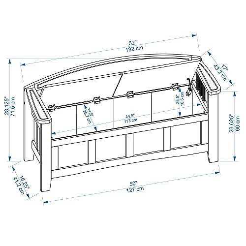 Linon Natural Washed Storage Frankie Bench, Seat Height Of 18" 4 Linon Natural Washed Storage Frankie Bench, Seat Height Of 18" - Image 2