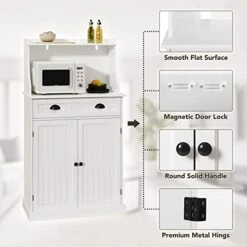 HOLTICO 54" Freestanding Kitchen Pantry Storage Cabinet With Doors And Adjustable Shelves, Microwave Oven Stand With Drawer For Kitchen, Bathroom Or Hallway, White -Amazon Store 41Bu0Gl9E1L