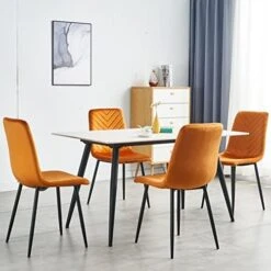 Adyoyi Modern Velvet Dining Chairs Set Of 4, Upholstered Velvet Dining Room Chairs Fabric Dining Chairs For Dinning Room Home Living Room Bedroom Kitchen, Orange -Amazon Store 41BvhpK5IFL. AC