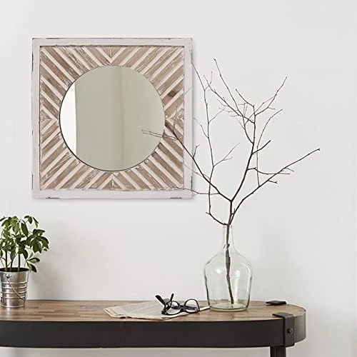 SeekElegant 12 Inch Rustic Wood Mirror, Square Wall Mirror With Whitewashed Frame, Rustic Farmhouse Accent Mirror, Small Decorative Mirrors For Entryway, Living Room, Bedroom 7 SeekElegant 12 Inch Rustic Wood Mirror, Square Wall Mirror With Whitewashed Frame, Rustic Farmhouse Accent Mirror, Small Decorative Mirrors For Entryway, Living Room, Bedroom - Image 5