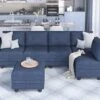 LLappuil Modular Sofa Sectioanl Couch With Storage, Convertible 6 Seater L Shaped Modular Chaise Sofa With Ottoman, Denim Blue -Amazon Store 41C0YrscdgL