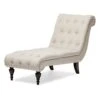 Baxton Studio Layla Mid-century Modern Light Beige Fabric Upholstered Button-tufted Chaise Lounge, Cream