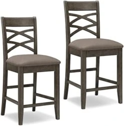 Leick Home 10184-GSMH Wood Double Cross Back Dining Chair, Set Of 2, Graystone With Moss Heather Seat -Amazon Store 41C1utxNBCL. AC