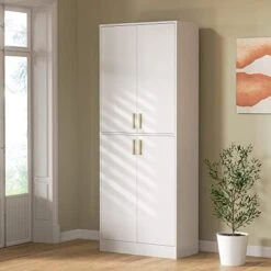 Cozy Castle Oak 71" Kitchen Pantry Storage Cabinet, Tall Freestanding Pantry Cabinet With Doors And Adjustable Shelves For Kitchen, Living Room -Amazon Store 41C5FE64FdL. AC