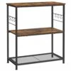 VASAGLE Baker’s Rack, Kitchen Shelf, Kitchen Island, Microwave Oven Stand With 3 Open Shelves, 6 Hooks, Metal Frame, 31.5 X 15.7 X 35.4 Inches, Industrial, Rustic Brown And Black UKKI002B01