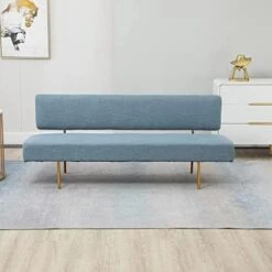 MOJAY Modern Fabric Linen Armless Love Seats Sofa, Couch For Living Room Furniture With Golden Legs For Bedroom,Small Spaces -Amazon Store 41C6rdVYCCL. AC