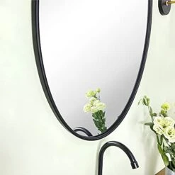 TEHOME Farmhouse Black Oval Metal Pivot Bathroom Vanity Mirror Tilting Beveled Vanity Mirrors For Wall 20x30'' -Amazon Store 41C91qmlrYL