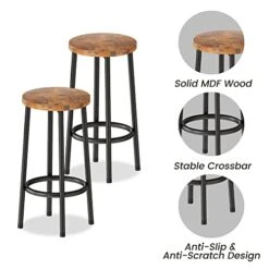 MIERES Dining Table Set For 4, Wood Kitchen Table And Chairs For 4, 5 Pieces Bar Table And Chairs Set, Industrial Bar Height Table With 4 Stools For Home Bar,Living Room,Breakfast Nook,Rustic Brown -Amazon Store 41CBWUpbmRL