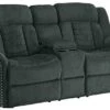 Homelegance Nutmeg Upholstered Double Reclining Loveseat With Console, Charcoal Gray -Amazon Store 41CC3PV9eYL