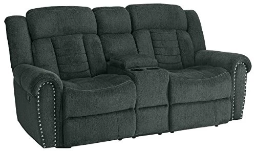 Homelegance Nutmeg Upholstered Double Reclining Loveseat With Console, Charcoal Gray 3 Homelegance Nutmeg Upholstered Double Reclining Loveseat With Console, Charcoal Gray