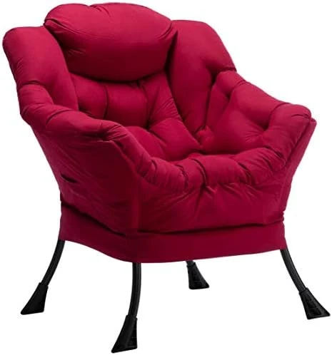 AcozyHom Modern Large Cotton Fabric Lazy Chair,Accent Contemporary Lounge Chair, Single Steel Frame Leisure Sofa Chair With Armrests And A Side Pocket, Smoky Grey 9 AcozyHom Modern Large Cotton Fabric Lazy Chair,Accent Contemporary Lounge Chair, Single Steel Frame Leisure Sofa Chair With Armrests And A Side Pocket, Smoky Grey - Image 7