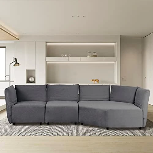 Melpomene Modular Sectional Sofa, Modern Minimalist 109" L-Shape 2 PC Free Combination Upholstered Sleeper Sofa Couch,White 11 Melpomene Modular Sectional Sofa, Modern Minimalist 109" L-Shape 2 PC Free Combination Upholstered Sleeper Sofa Couch,White - Image 9