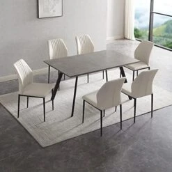 ZckyCine Modern Mid-Century Dining Table 5-Piece Kitchen Table Set For 4 People Rectangular Solid Wood Dining Table With 4 Upholstered Leather Chairs 19 ZckyCine Modern Mid-Century Dining Table 5-Piece Kitchen Table Set For 4 People Rectangular Solid Wood Dining Table With 4 Upholstered Leather Chairs -Amazon Store 41CHIiXnbrL. AC