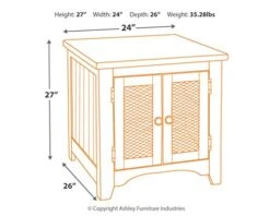Signature Design By Ashley Wystfield Farmhouse End Table With Storage, Distressed White & Brown Finish -Amazon Store 41CKwXRKmxL