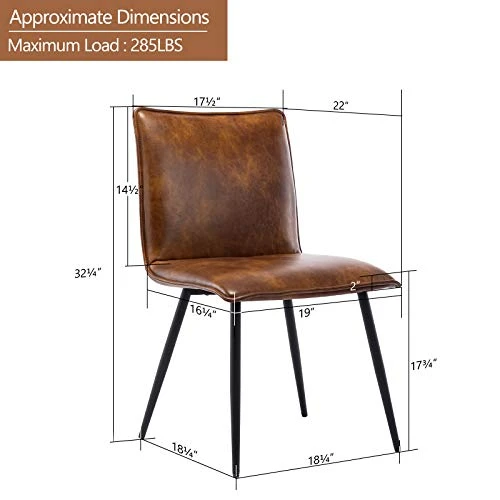DUHOME PU Leather Dining Chairs Kitchen Chairs Set Of 4 Side Chair For Dining Room Living Room Yellowish-Brown 5 DUHOME PU Leather Dining Chairs Kitchen Chairs Set Of 4 Side Chair For Dining Room Living Room Yellowish-Brown - Image 3