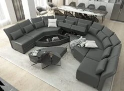 LLappuil Oversized Modular Sofa U Shape Sectional Sofa Set With Storage, Large Corner Sleeper Couch With Reversible Chaise, Faux Leather Fabric Waterproof Sofa, Dark Grey -Amazon Store 41CRewgolpL