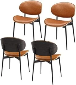 Art Leon Dining Chairs Set Of 4, Walnut Bentwood, Mid Century Modern Chair, Black Faux Leather Kitchen Dining Room Chairs With Metal Legs, Accent Chairs For Bedroom -Amazon Store 41CSgqLZ0EL. AC