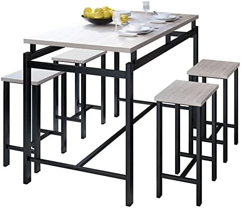 Dining Table Set For 4, 5 Pieces Kitchen Table And Chairs For Small Spaces, Bar Table And Chairs Set, Person Counter Height Table Set With 4 Chairs For Pub Restaurant Dinner Breakfast(White Statuario) 9 Dining Table Set For 4, 5 Pieces Kitchen Table And Chairs For Small Spaces, Bar Table And Chairs Set, Person Counter Height Table Set With 4 Chairs For Pub Restaurant Dinner Breakfast(White Statuario) - Image 7