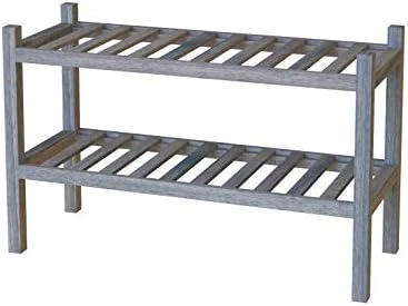 INTERBUILD Acacia Solid Wood Shoe Storage Organizer 2-Tier Stackable Shoe Rack, Dusk Gray 7 INTERBUILD Acacia Solid Wood Shoe Storage Organizer 2-Tier Stackable Shoe Rack, Dusk Gray - Image 5