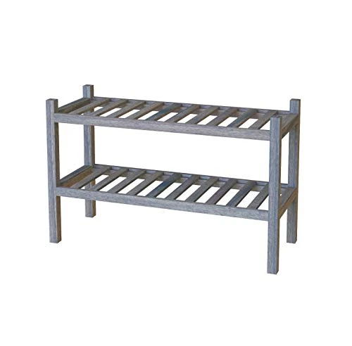 INTERBUILD Acacia Solid Wood Shoe Storage Organizer 2-Tier Stackable Shoe Rack, Dusk Gray 3 INTERBUILD Acacia Solid Wood Shoe Storage Organizer 2-Tier Stackable Shoe Rack, Dusk Gray