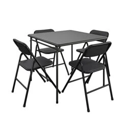 CoscoProducts COSCO Premium 5-Piece Table & Chair Dining Set, With 34" Vinyl Top Card Table And 4 Fabric Padded Seat & Back Folding Chairs, Black 12 CoscoProducts COSCO Premium 5-Piece Table & Chair Dining Set, With 34" Vinyl Top Card Table And 4 Fabric Padded Seat & Back Folding Chairs, Black -Amazon Store 41Cf6P6Ds0L