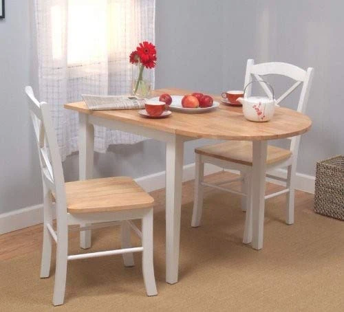 Target Marketing Systems 3 Piece Tiffany Country Cottage Dining Set With 2 Chairs And A Drop Leaf Table, White/Natural 4 Target Marketing Systems 3 Piece Tiffany Country Cottage Dining Set With 2 Chairs And A Drop Leaf Table, White/Natural - Image 2