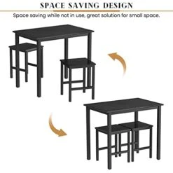 Lamerge Small Kitchen Table Set For 2, Industrial Dining Breakfast Table And 2 Stools, 3 Pieces Dining Table Set For Dining Room, Living Room, Apartment, Small Space (Black) -Amazon Store 41CrwpXs3HL
