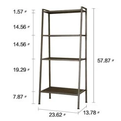 Teeker Multifunctional 4 Tiers Ladder Shelf, Vintage Bookshelf,Plant Stand Storage Rack Shelf For Office, Bathroom, Living Room (Black)