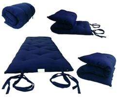 D&D Futon Furniture Full Size Navy Blue Traditional Japanese Floor Rolling Futon Mattresses, Cotton/Foam Cushion Mats