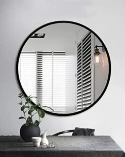 SHIGAKEN 19.7" Small Round Mirror, Brushed Metal Frame, Wall-Mounted Mirror, Wall Decor, For Bedroom, Bathroom, Living Room, Entryway, Aluminum Alloy -Black -Amazon Store 41DC9lXEXuL. AC