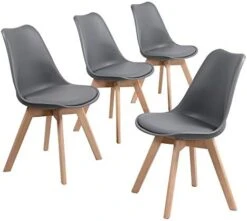 Topeakmart Dining Chairs DSW Chair Shell Armless Chairs With Beech Wood Legs And Soft Padded Mid Century Modern Side Chair Dining Room Living Room Bedroom Kitchen Chairs White, Set Of 4 -Amazon Store 41DGLpyJS1L. AC