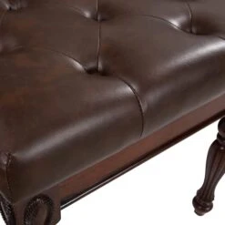 LEEMTORIG Traditional Shoe Bench With Button Tufted Pad & Wood Legs, Upholstered Entryway Bench Dining Bench For Bedroom Living Room Hallway, 18.5" X 14.2" X 18.9", Walnut & Cherry Brown FD-1533-BN -Amazon Store 41DIs0KvyTL
