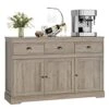 Keyluv Buffet Cabinet Storage Kitchen Cabinet Sideboard Farmhouse Buffet Server Bar Wine Cabinet With 3 Drawers & 3 Doors Adjustable Shelves Console Table For Dining Living Room Cupboard, Grey Wash -Amazon Store 41DU2orj5OL