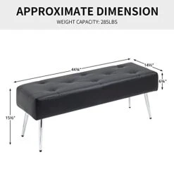 Furnimart Faux Leather Bench Ottoman, Tufted Button Bedroom Benches Footrest Stool In Solid Metal Legs, Long And Dining Bench, Indoor Bench For Entryway Living Room Bedroom (Leather-Black) 19 Furnimart Faux Leather Bench Ottoman, Tufted Button Bedroom Benches Footrest Stool In Solid Metal Legs, Long And Dining Bench, Indoor Bench For Entryway Living Room Bedroom (Leather-Black) -Amazon Store 41DUV6SvsZL