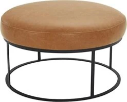 Amazon Brand – Rivet Revere Round Leather Iron-Framed Ottoman, 30.3"W, Cognac 15 Amazon Brand – Rivet Revere Round Leather Iron-Framed Ottoman, 30.3"W, Cognac -Amazon Store 41DayrmeOiL. AC