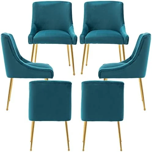 ZHENGHAO Velvet Dining Chairs Set Of 6, Modern Accent Kitchen Chairs With Gold Legs Upholstered Guest Chairs For Living Room/Kitchen/Restaurant, White 17 ZHENGHAO Velvet Dining Chairs Set Of 6, Modern Accent Kitchen Chairs With Gold Legs Upholstered Guest Chairs For Living Room/Kitchen/Restaurant, White - Image 15