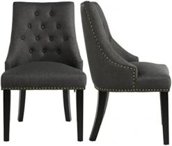 NOBPEINT Dining Chair Beige Fabric Leisure Padded Ring Chair, Nailed Trim, Set Of 2 -Amazon Store 41Dg568pEaL. AC