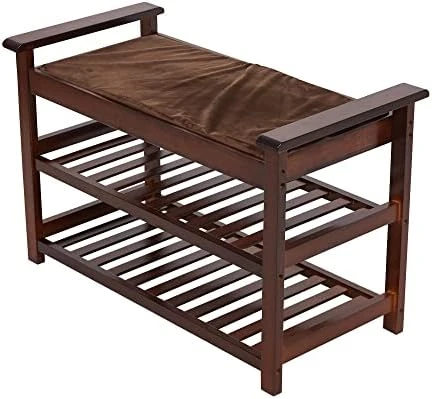 Dporticus 2-Tier Bamboo Shoe Bench Rack Shoe Storage Organizer Seat Entryway Hallway Furniture 19.7" X 10.6" X 17.5" (L X W X H) For Small Apartments 9 Dporticus 2-Tier Bamboo Shoe Bench Rack Shoe Storage Organizer Seat Entryway Hallway Furniture 19.7" X 10.6" X 17.5" (L X W X H) For Small Apartments - Image 7