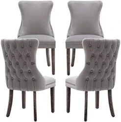 KCC Velvet Dining Chairs Set Of 4, Tufted Upholstered Wingback High-end Dining Kitchen Chair With Nailhead Solid Wood Legs, Contemporary Nikki Collection Modern Style, Beige 25 KCC Velvet Dining Chairs Set Of 4, Tufted Upholstered Wingback High-end Dining Kitchen Chair With Nailhead Solid Wood Legs, Contemporary Nikki Collection Modern Style, Beige -Amazon Store 41Dh9q3CCGL. AC
