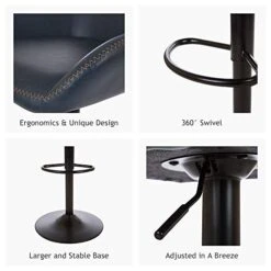 Glitzhome Rustic Steel Bar Table Round Wood Top And Dark Grey Adjustable Swivel Bar Stool With Back Support,Set Of 3 -Amazon Store 41DjdkrgegL