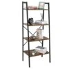 Ladder Shelf 4-Tier Bookshelf Storage Rack, Bookcase With Steel Frame, Display Plant Shelves, Industrial Organizer Shelves For Living Room Bedroom Kitchen Bathroom Office, Rustic Brown And Black