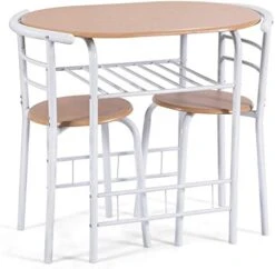 FANTASK 3 Pieces Dining Set, Breakfast Table Set W/Metal Frame And Storage Shelf, Compact Table And 2 Chairs Set For Home Bistro Pub Apartment Kitchen Dining Room Cafe 18 FANTASK 3 Pieces Dining Set, Breakfast Table Set W/Metal Frame And Storage Shelf, Compact Table And 2 Chairs Set For Home Bistro Pub Apartment Kitchen Dining Room Cafe -Amazon Store 41DkZVypoUL