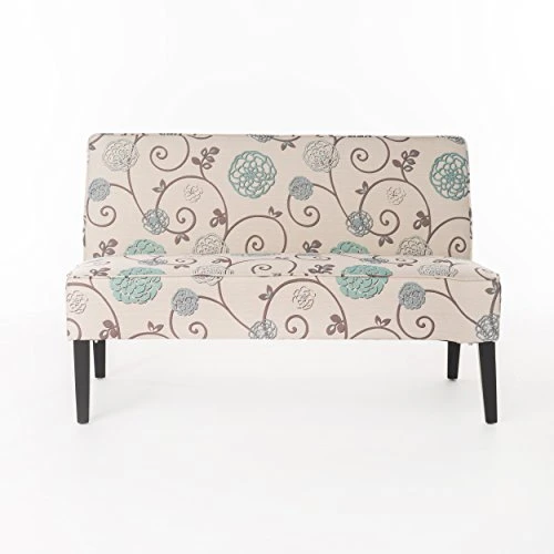GDFStudio Christopher Knight Home Dejon Fabric Love Seat, White And Blue Floral 3 GDFStudio Christopher Knight Home Dejon Fabric Love Seat, White And Blue Floral