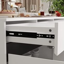 ECACAD Sideboard Buffet Cabinet With 4 Drawers, 4 Storage Compartments & 4 Doors, Kitchen Console Table Storage Cabinet Coffee Bar Accent Cabinet For Living Room, Hallway, White -Amazon Store 41DpW0zhgrL