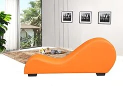 US Pride Furniture Yoga Collection Modern Faux Leather Curved Lounge Chaise For Stretching & Relaxation, Ideal For Bedroom, Living, Meditation Room Or Office, Regular, Brown -Amazon Store 41DsHhVvyFS. AC