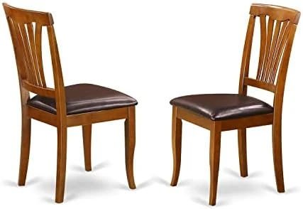 East West Furniture AVC-SBR-LC Avon Dining Chairs - Faux Leather Upholstered Wood Chairs, Set Of 2, Saddle Brown 7 East West Furniture AVC-SBR-LC Avon Dining Chairs - Faux Leather Upholstered Wood Chairs, Set Of 2, Saddle Brown - Image 5